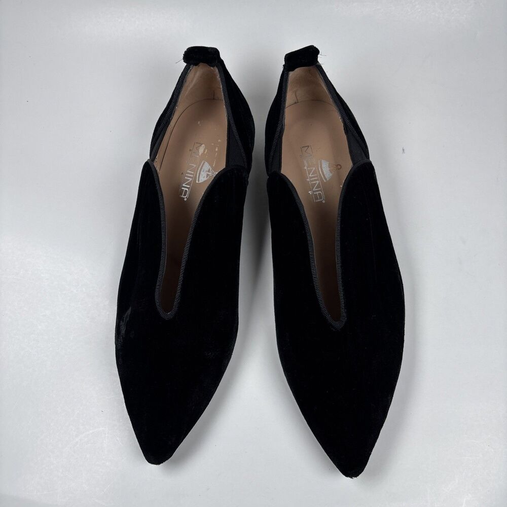 Menina Black Velvet Pointed Toe Smoking Slipper Flats Women’s Elegant Loafers 37 - Picture 2 of 16